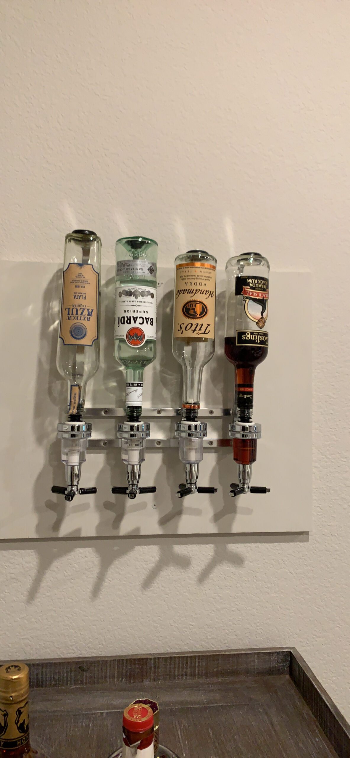 4 Bottle Wall Mounted Liquor Dispenser Bar Butler Bracket - Revolving Wine Beer Alcohol Bottle Stand customer photo 1