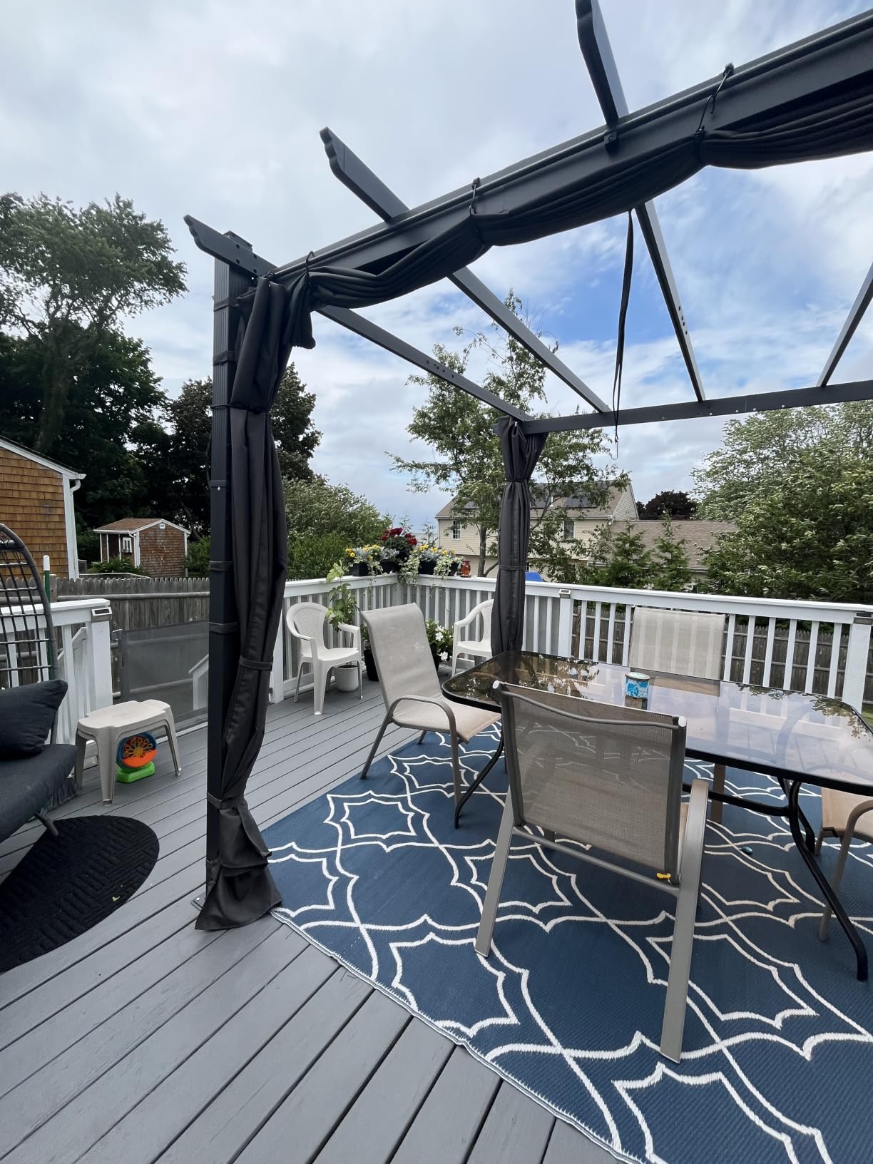 PURPLE LEAF 10' X 10' Outdoor Retractable Pergola with Sun Shade Canopy Patio Metal Shelter for Garden Porch Beach Pavilion Grill Gazebo Modern Yard Grape Trellis Pergola, Beige customer photo 1