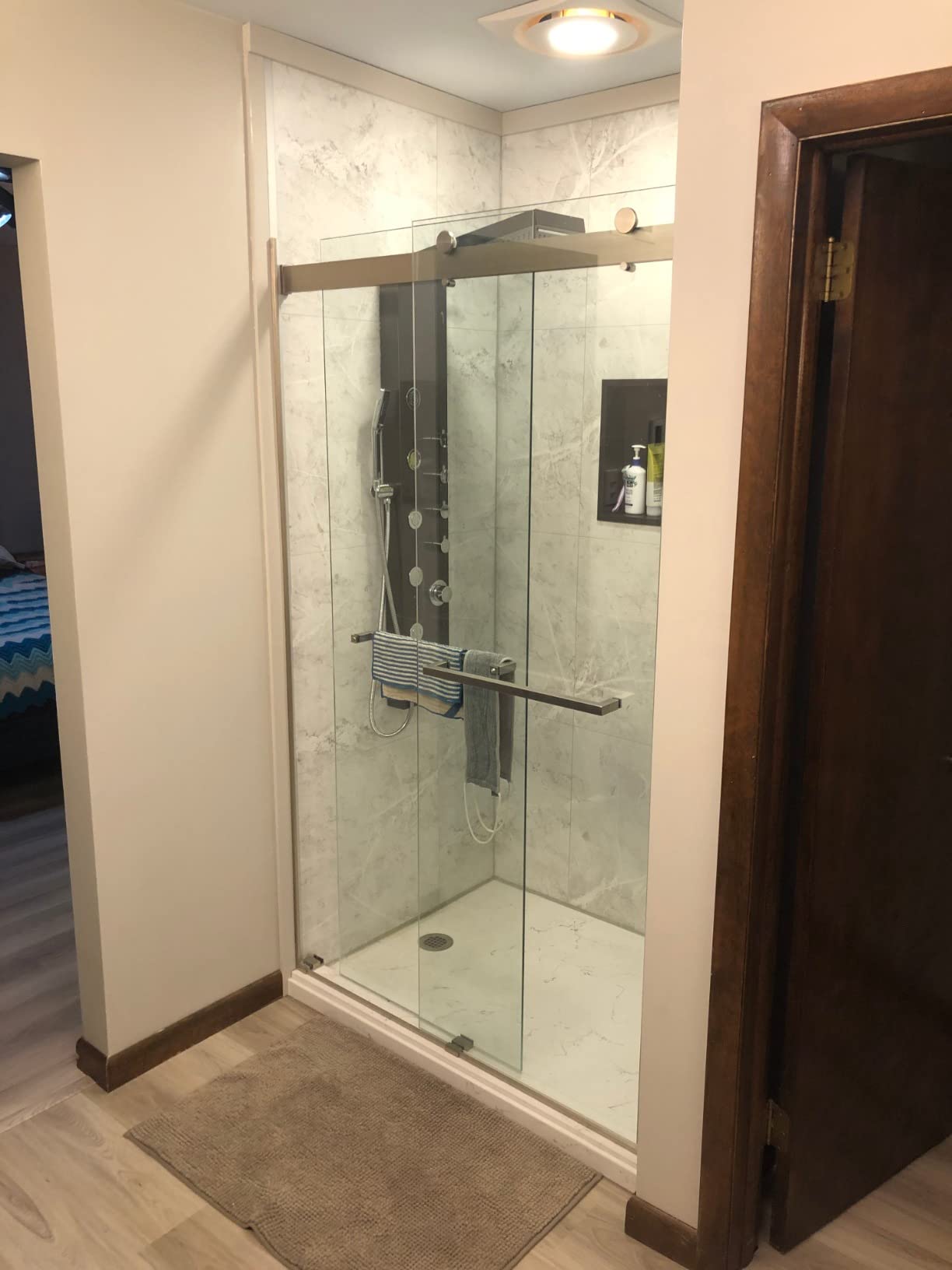 ROVOGO Shower Panel Tower with Rainfall Waterfall Shower Head, 5 Body Jets and 3-Function Handheld, High Pressure Rain Massage System, Wall-Mount Shower Column, Stainless Steel Brushed customer photo 1