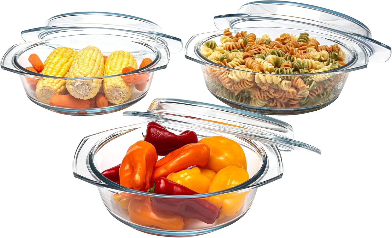 Simax Casserole Dish Set with Lid, Round Glass Cookware, Borosilicate Glass, Made In Europe 1 Qt, 1.5 Qt and 2 Qt Baking Dishes, Set of 3 customer photo 1
