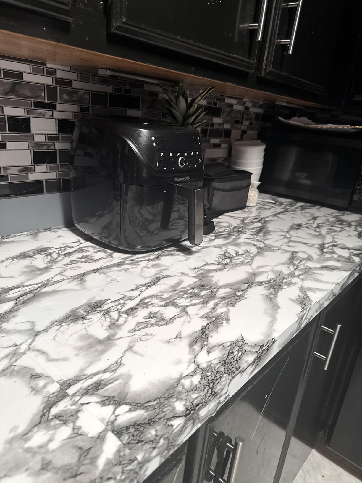 Livelynine 36x197 Wide Grey Contact Paper for Countertops Waterproof Vinyl Countertop Paper Adhesive Wallpaper Peel and Stick Countertops Kitchen Laminate Sheets Desk Top Cover Bathroom Counter customer photo 2