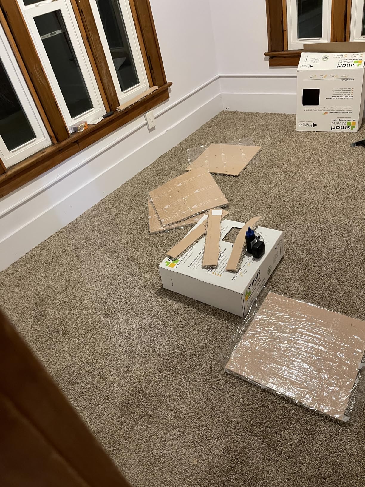 Smart Squares in A Snap Premium Plush Carpet Tiles, Made in USA - 18x18 Peel and Stick Floor Tiles with Attached Padding - Seamless DIY Carpet Squares (22.5 Sq Ft, Pack of 10, 537 Crystal) customer photo 2