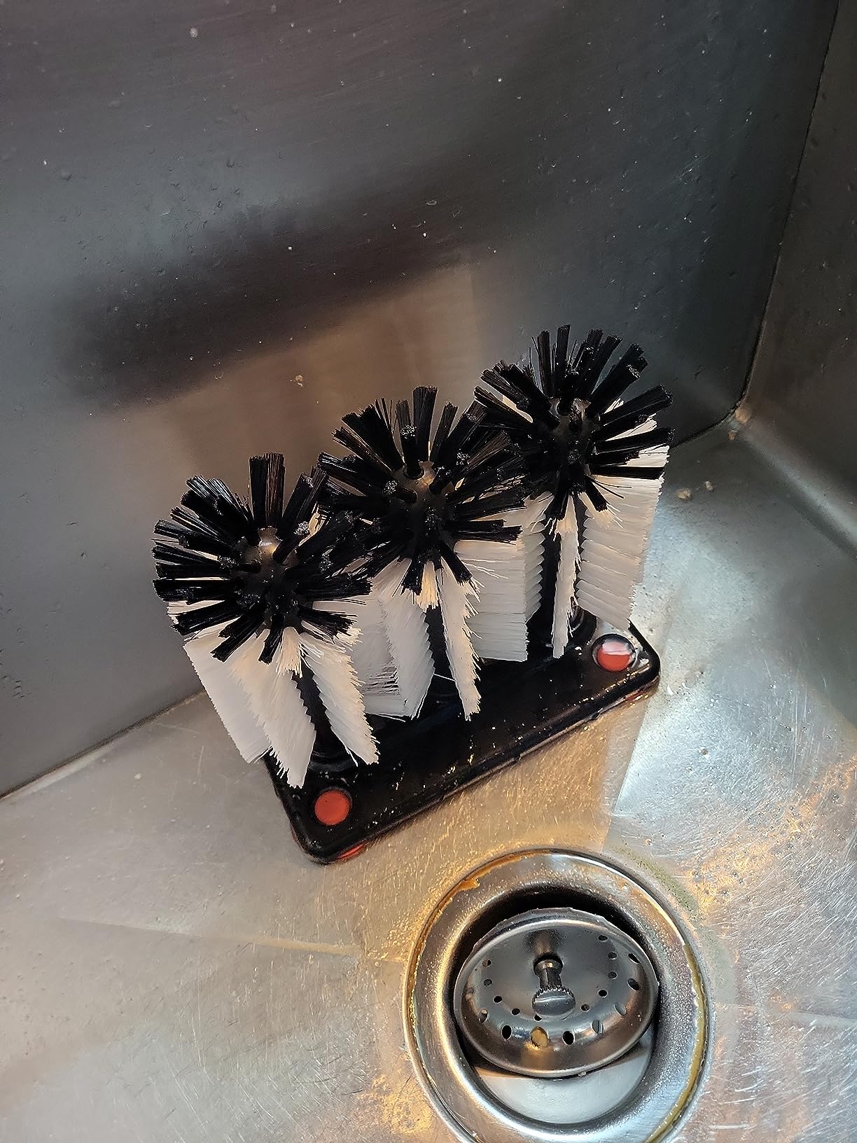 Water Bottle Cleaning Brush Glass Cup Washer with Suction Base 3 Head Bristle Brush for Beer Cup, Long Leg Cup, Red Wine Glass & More Bar Kitchen Sink Home Tools customer photo 1
