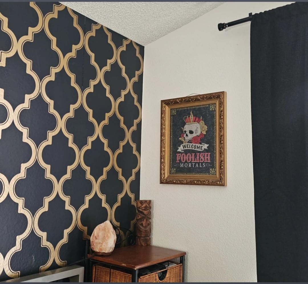 Tempaper Midnight & Metallic Gold Marrakesh Removable Peel and Stick Wallpaper, 20.5 in X 16.5 ft, Made in the USA customer photo 1
