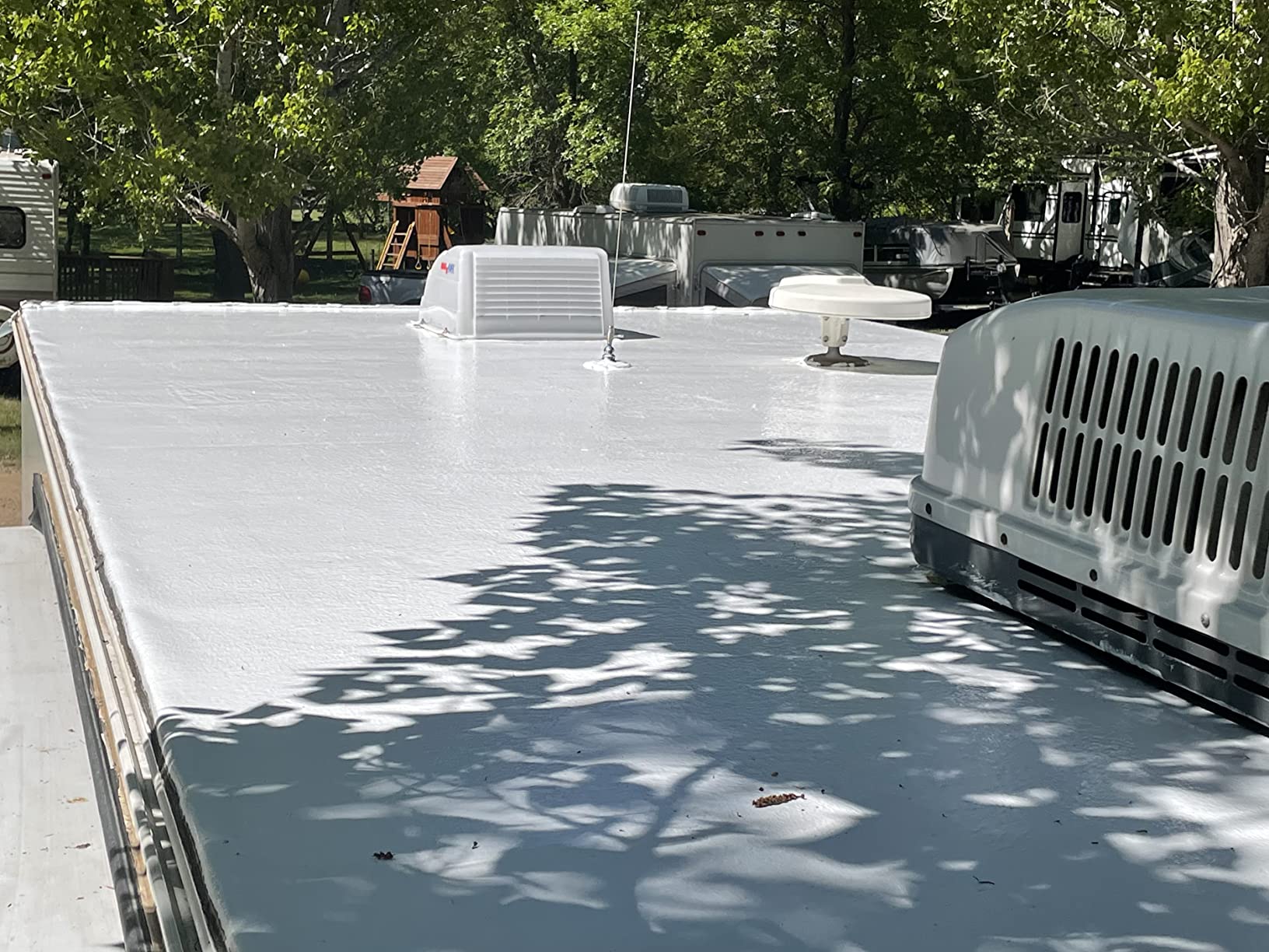 Ziollo RV Roof Sealant - Leak Repair 100% Silicone Liquid Rubber - Premium Waterproof Coating for Campers, Pop Up, Motorhomes, and Travel Trailers - Easy DIY Application - White 1 Gallon customer photo 1