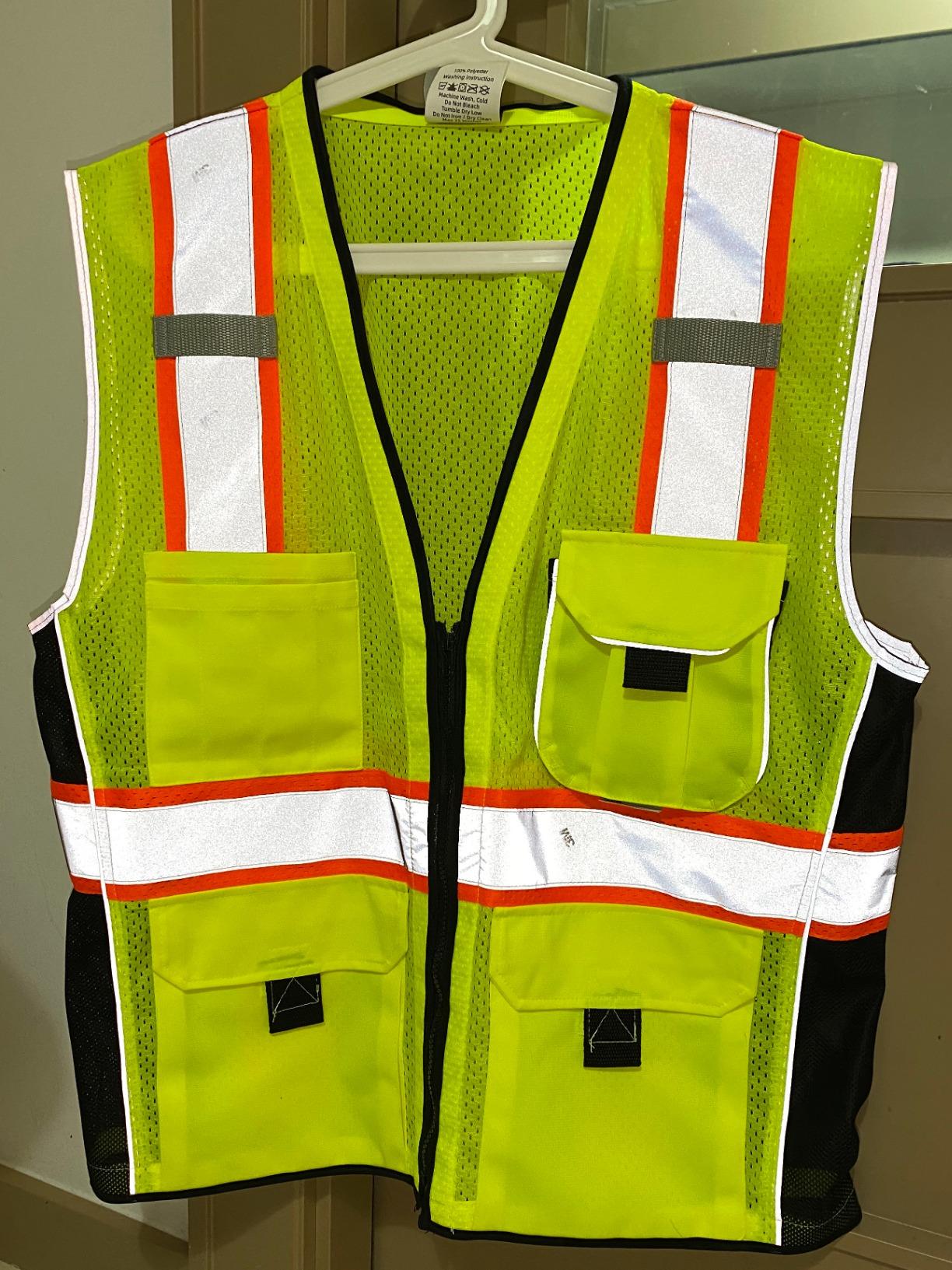 Dib Safety Heavy Duty Reflective Safety Vest with Pockets, Yellow Mesh XL | Made with 3M Reflective Tape, High Visibility Surveyor Vest with Pockets and Zipper for Men Women, ANSI Class 2 Compliant customer photo 2