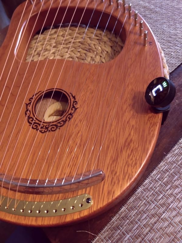 Lyre Harp, AKLOT 16 Metal Strings Maple Saddle Mahogany Body Lyra Harp with Carved Note Tuning Wrench Pick up Strings and Black Gig Bag customer photo 2