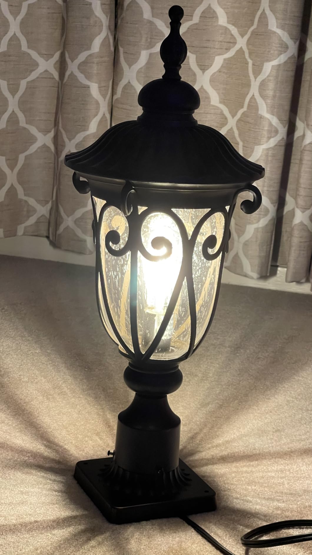 24 Inch Large Post Light Fixture with 3in Pier Mount, 2 Pack Bronze Post Lamp for Yard, Outdoor Pole Lantern with Seeded Glass, Aluminum Outside Lights for Garden Patio Driveway Pathway customer photo 2