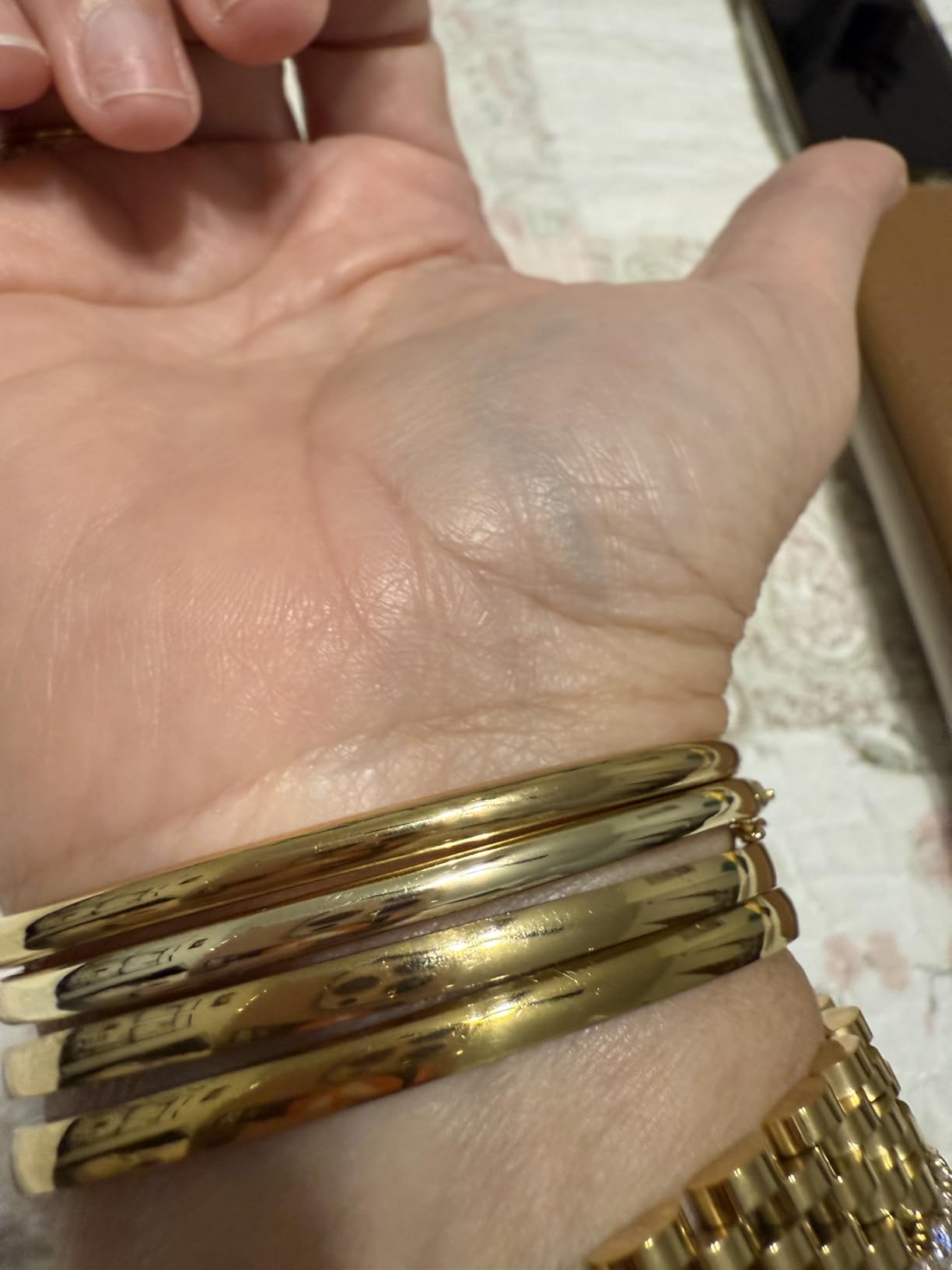 PAVOI 14K Gold Plated Cubic Zirconia Bangle Tennis Bracelets for Women | Classic Love Cuff Bangle Bracelets customer photo 2