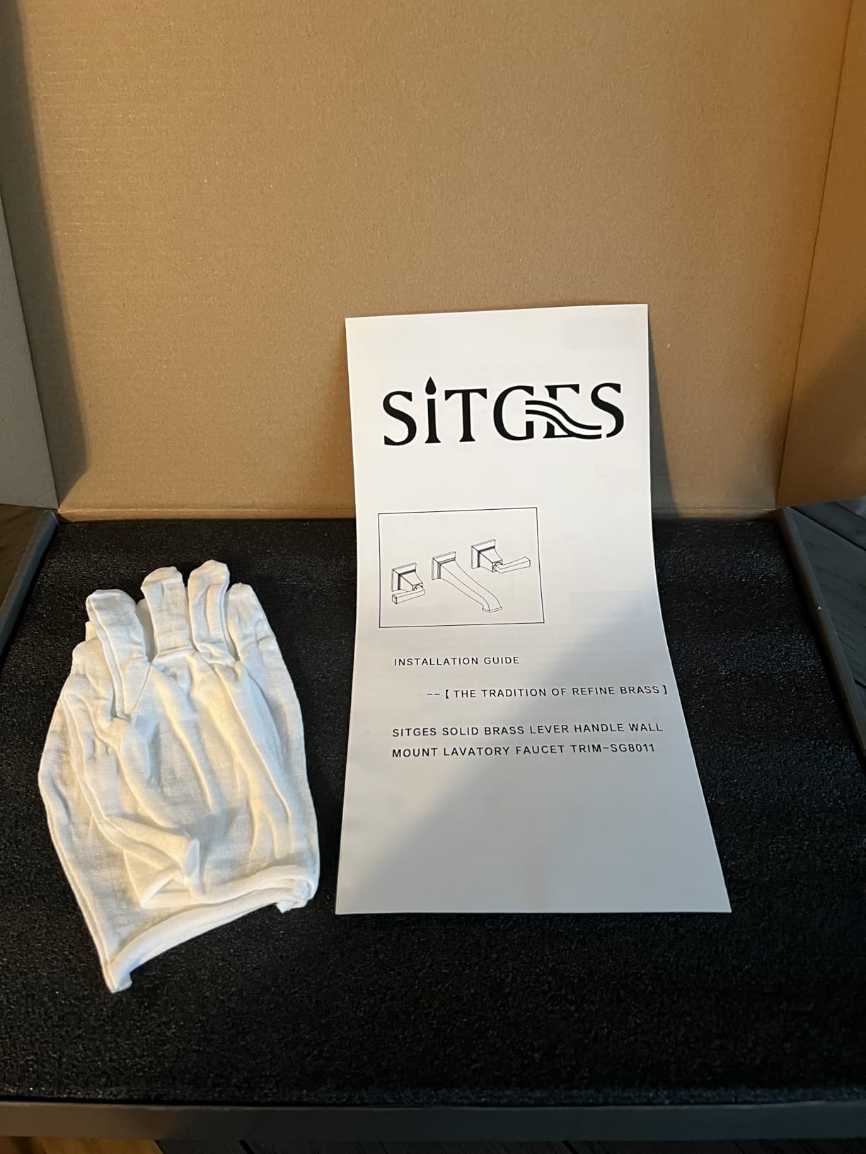 SITGES Bathroom Wall Faucet, Heavy Duty, Brass Constructed Wall Mount Faucet with Metal Lever Handles, Rough in Valve Included (Brushed Gold) customer photo 2