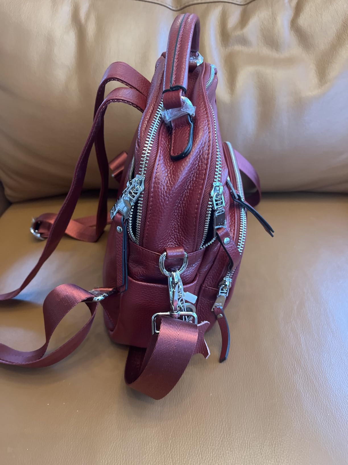 Genuine Leather Backpack for Women Small Convertible Backpack Purse Ladies Shoulder Bag 4 in 1 customer photo 1