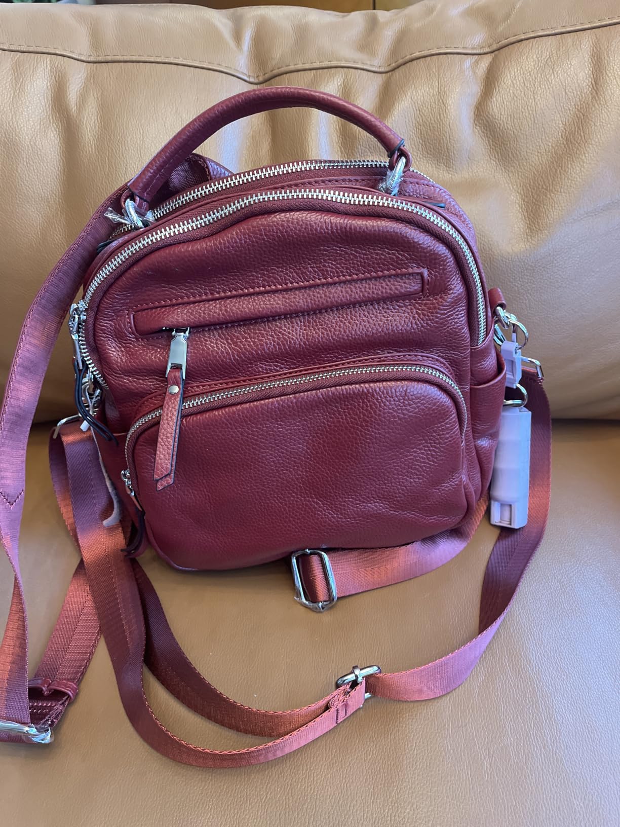 Genuine Leather Backpack for Women Small Convertible Backpack Purse Ladies Shoulder Bag 4 in 1 customer photo 2