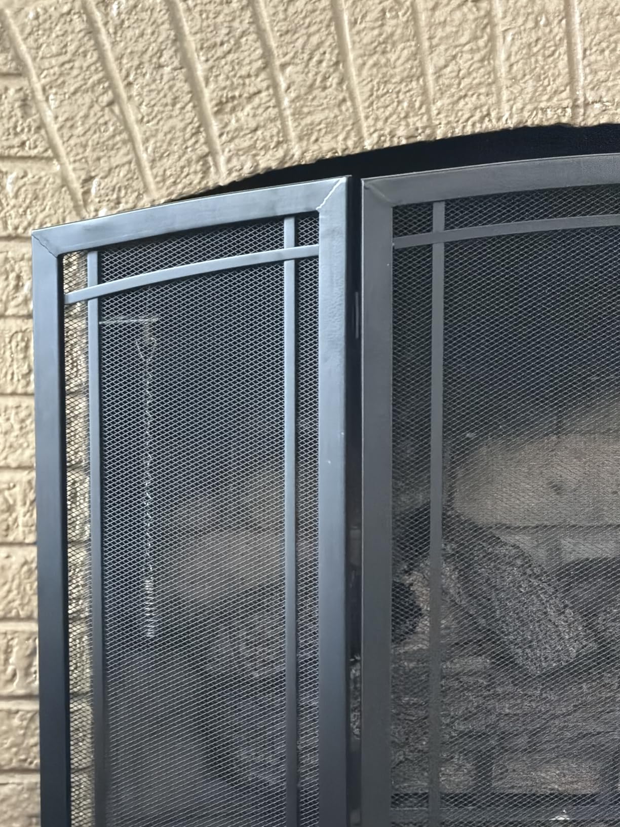 FireBeauty Fireplace Screen 3 Panel Wrought Iron Black Metal 48
