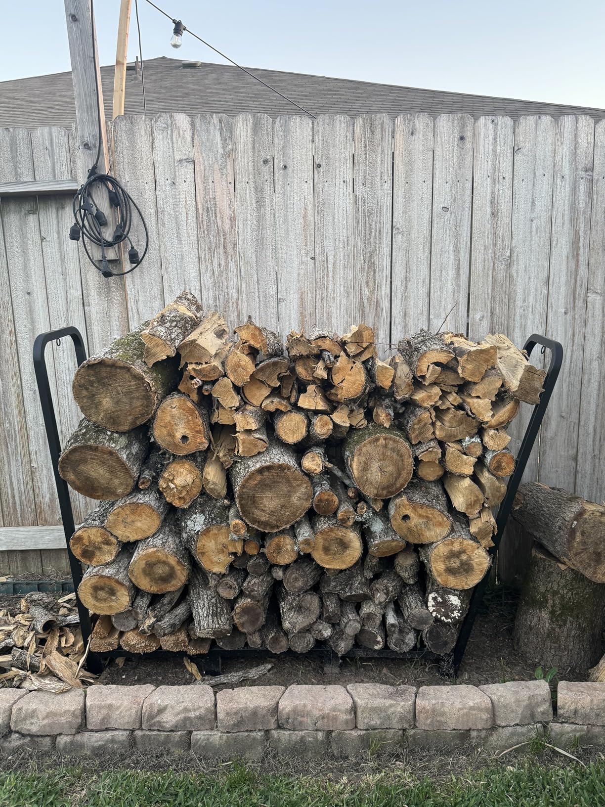 Firewood Rack Stand 4ft Heavy Duty Logs Holder for Outdoor Indoor Fireplace Metal Wood Pile Storage Stacker Organizer, Matte Black customer photo 2