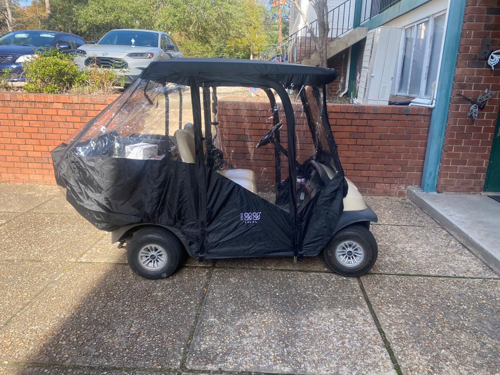 10L0L Golf Cart Enclosure for 4 Passengers Club Car Precedent - 57'' Roof Fit, Waterproof Transparent Driving Cover with Security Side Mirror Openings, Black - Fits 4 Seater customer photo 2