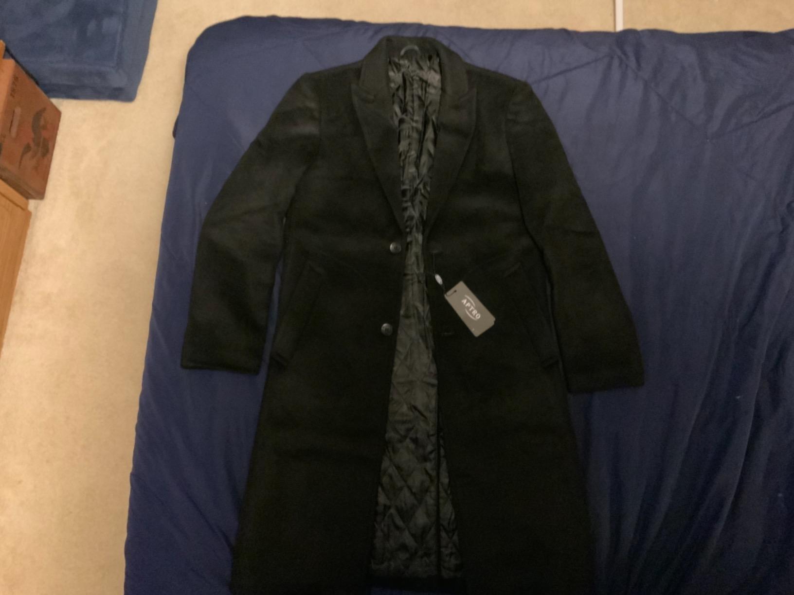Men's Luxury Full Length Trench Coat Long Wool Overcoat Winter Windbreaker customer photo 2