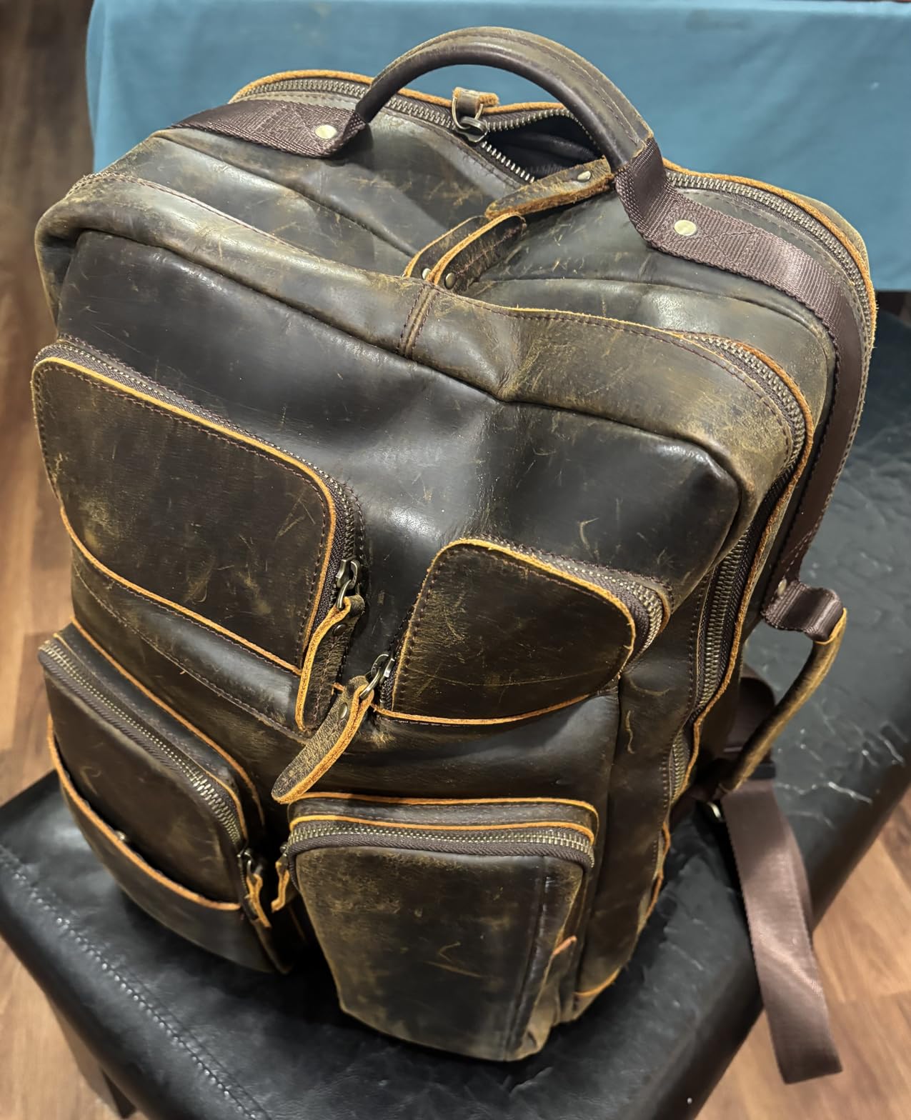 TIDING 17.3 inch Full Grain Leather Laptop Backpack for Men Multi Pockets Casual Daypack Business Travel Rucksack customer photo 1