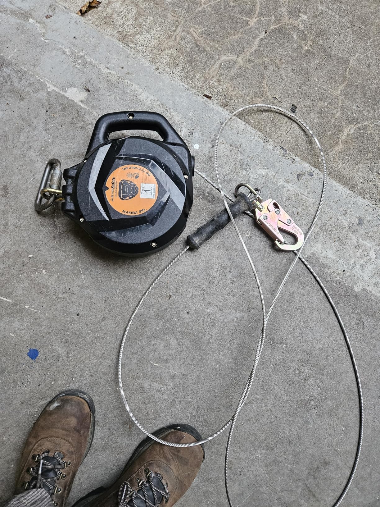KwikSafety - Charlotte, NC - Mamba 33' Self Retracting Lifeline [Carbonate + Integrated Handle] Class 1 Cable SRL ANSI OSHA Retractable Fall Arrest Safety Roofing Construction Gear customer photo 2