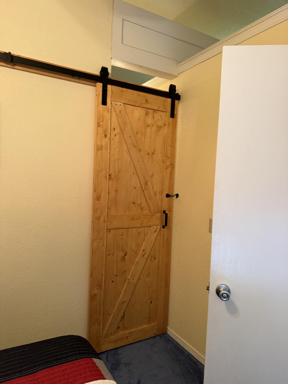 EaseLife 36in x 84in Sliding Barn Door with 6.6FT Barn Door Hardware Kit & Handle Included, Solid Spruce Wood Door, Assembly Required, Stainable, K-Frame customer photo 1
