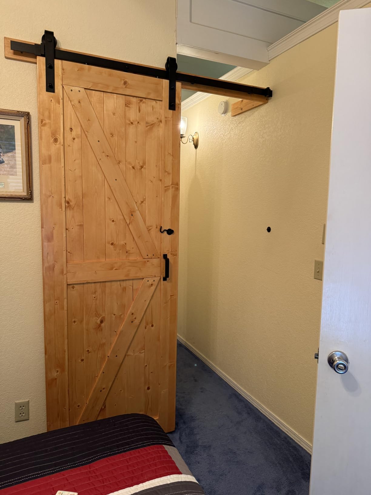 EaseLife 36in x 84in Sliding Barn Door with 6.6FT Barn Door Hardware Kit & Handle Included, Solid Spruce Wood Door, Assembly Required, Stainable, K-Frame customer photo 2