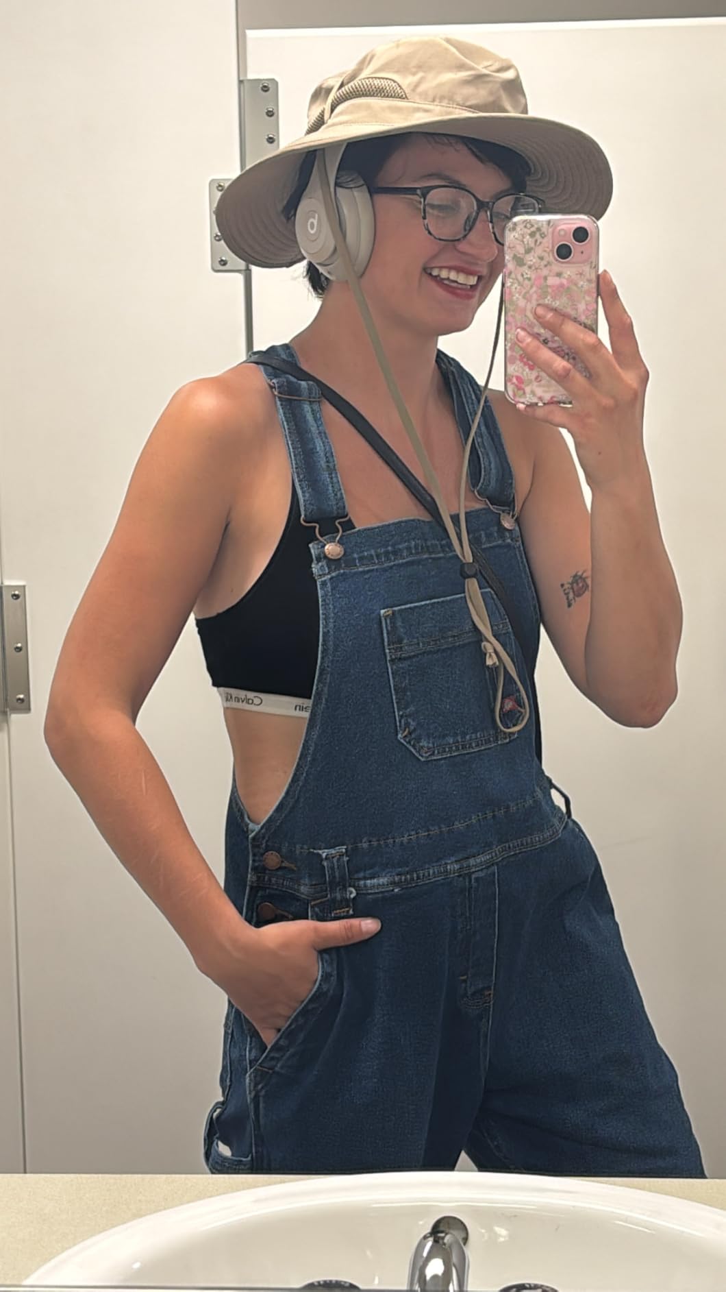Women's Hickory Stripe Boyfriend Bib Overall customer photo 1