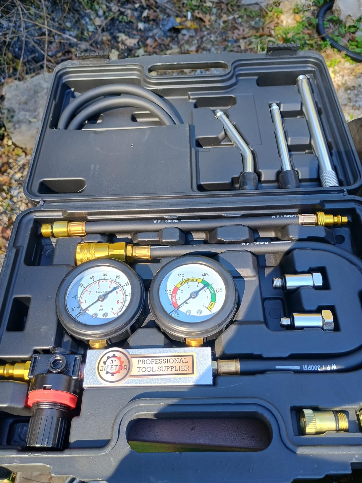 JIFETOR Cylinder Leak Down Tester 10PC Kit Professional Dual Pressure Gauge | Automotive Engine Compression Leakdown Test 10 12 14 18mm & Universal Spark Plugs Adapters for Small Engine Motorcycle ATV customer photo 1