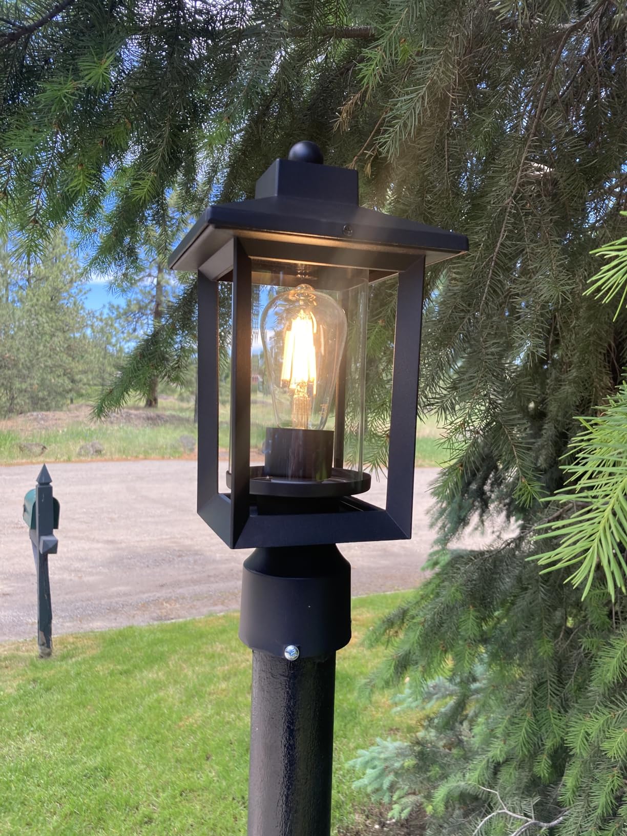Outdoor Post Light, Exterior Post Lantern Lamps, Pathway Post Lighting Fixture, Post Lights Fixture in Black Finish with Clear Glass Shade for Garden, Backyard, Patio, Lawn, Driveway customer photo 2