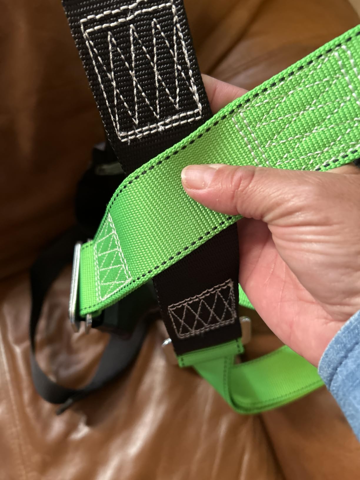 AFP Universal Full-Body Fall Protection Safety Harness with Dorsal D-Ring and Mating Buckle Legs | Roofer, Construction, Scaffolding PPE | High-Visibility Green [OSHA/ANSI Compliant] customer photo 1