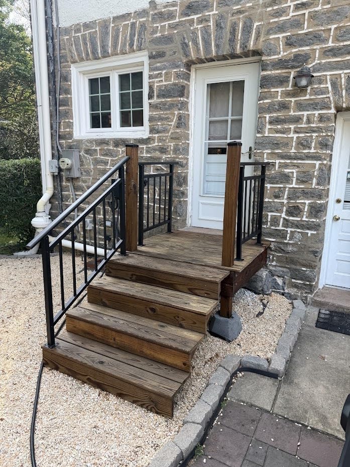 Hand Rails for Outdoor Steps, Stair Handrail & Indoor Stair Railing Kit, Railings for Outdoor Steps for Fence & Outdoor Steps (1, Black-with Balusters, 3 Step) customer photo 1