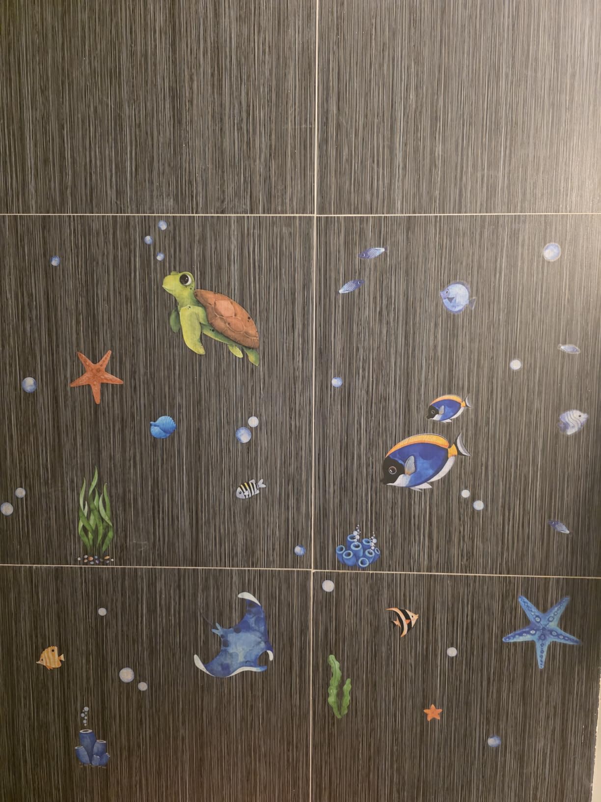 4 Sheets Ocean Fish Wall Decals Stickers Sea Wall Decal Stickers Removable Sea Life Marine Animal Sticker Underwater Ocean Creatures Decor for Kids Girls Boy Nursery Bedroom Bathroom customer photo 1