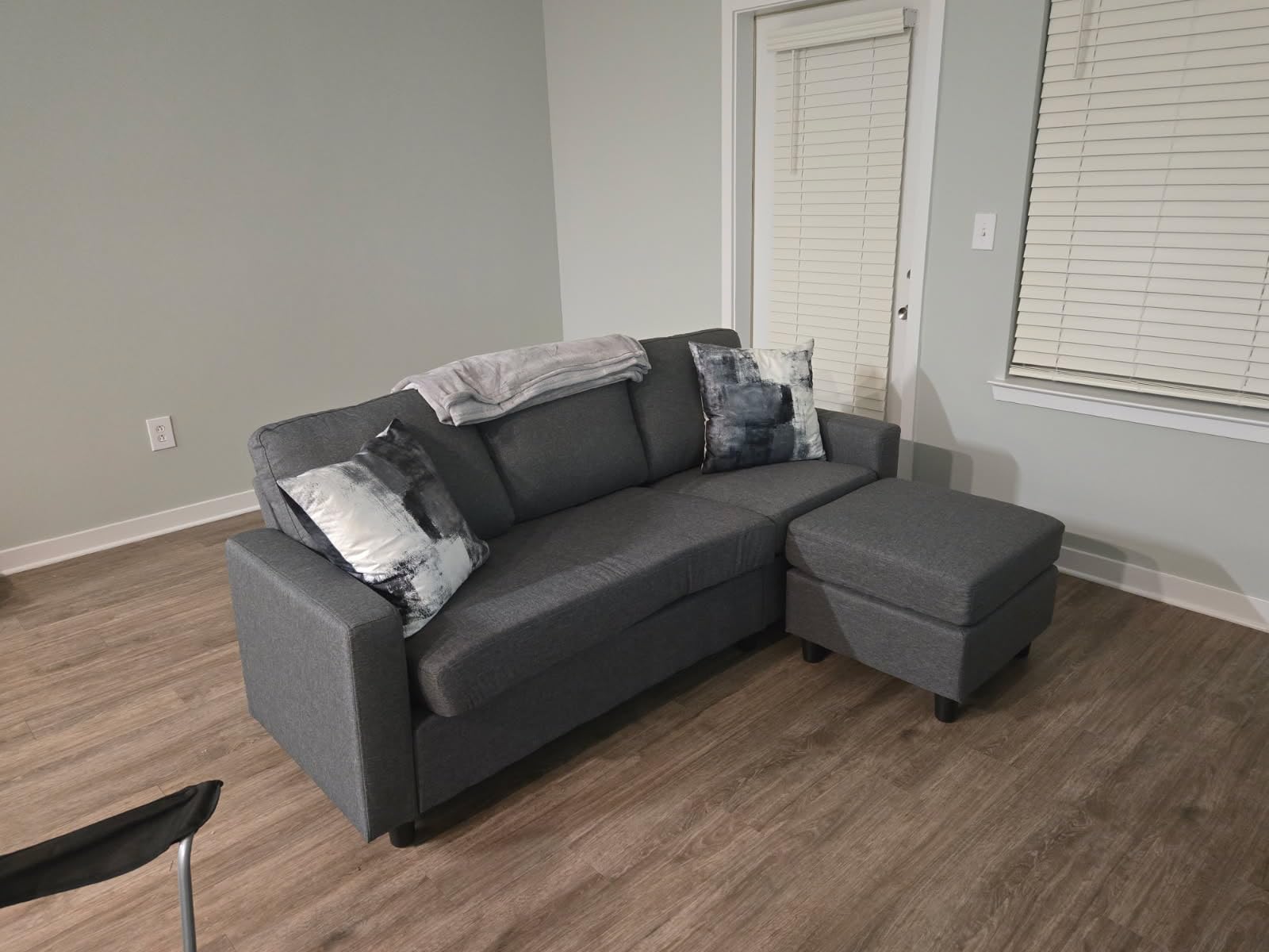 Best Choice Products Upholstered Sectional Sofa for Home, Apartment, Dorm, Bonus Room, Compact Spaces w/Chaise Lounge, 3-Seat, L-Shape Design, Reversible Ottoman Bench, 680lb Capacity - Gray customer photo 2