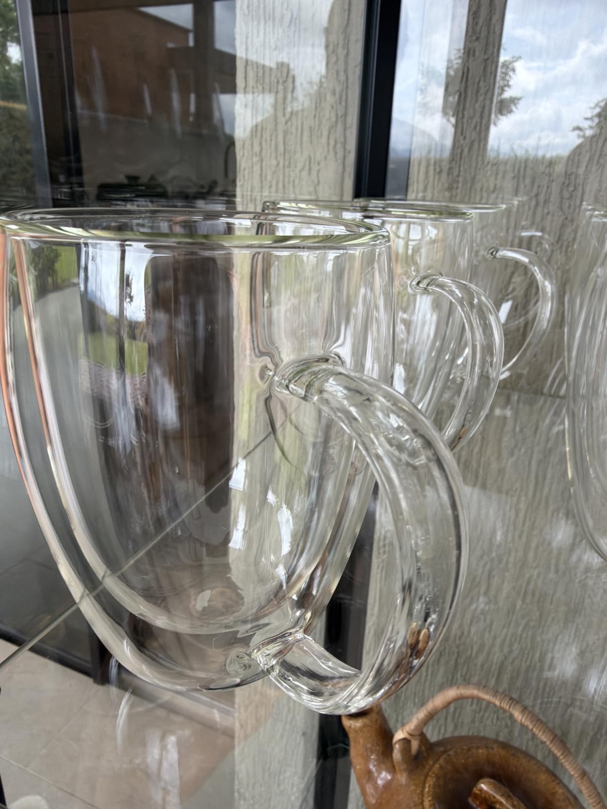 LIBWYS 6 Pack Double Walled Coffee Cups Glasses Mugs, 12oz Espresso Cappuccino Latte Tea Cups with Handle, Heat Resistant Borosilicate Clear Glasses 350ml customer photo 1