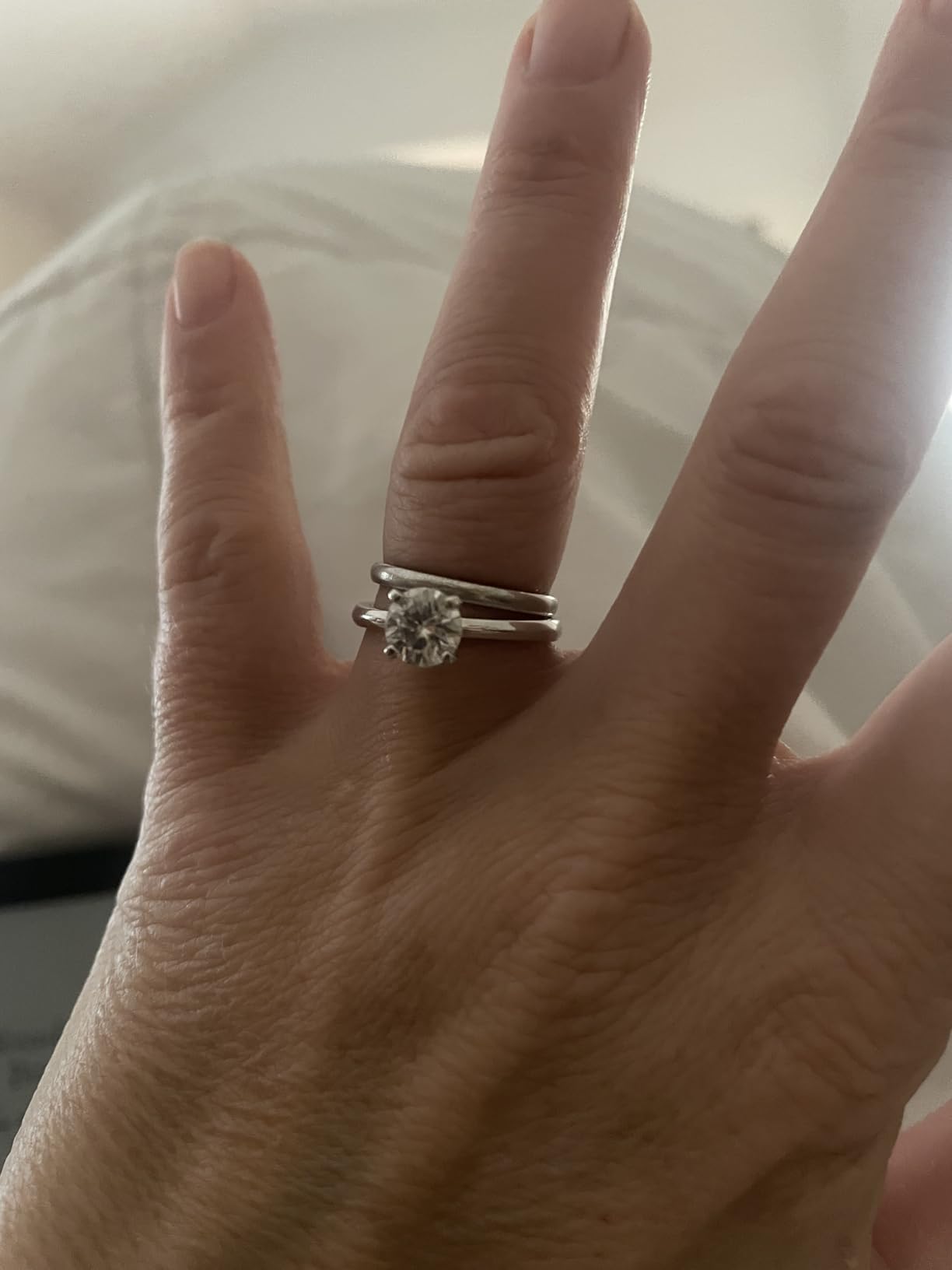 Solitaire Moissanite Engagement Ring, 1CT D Color VVS1 Clarity, 925 Sterling Silver with 18K White Gold Plated, Ideal Gift for Women customer photo 1