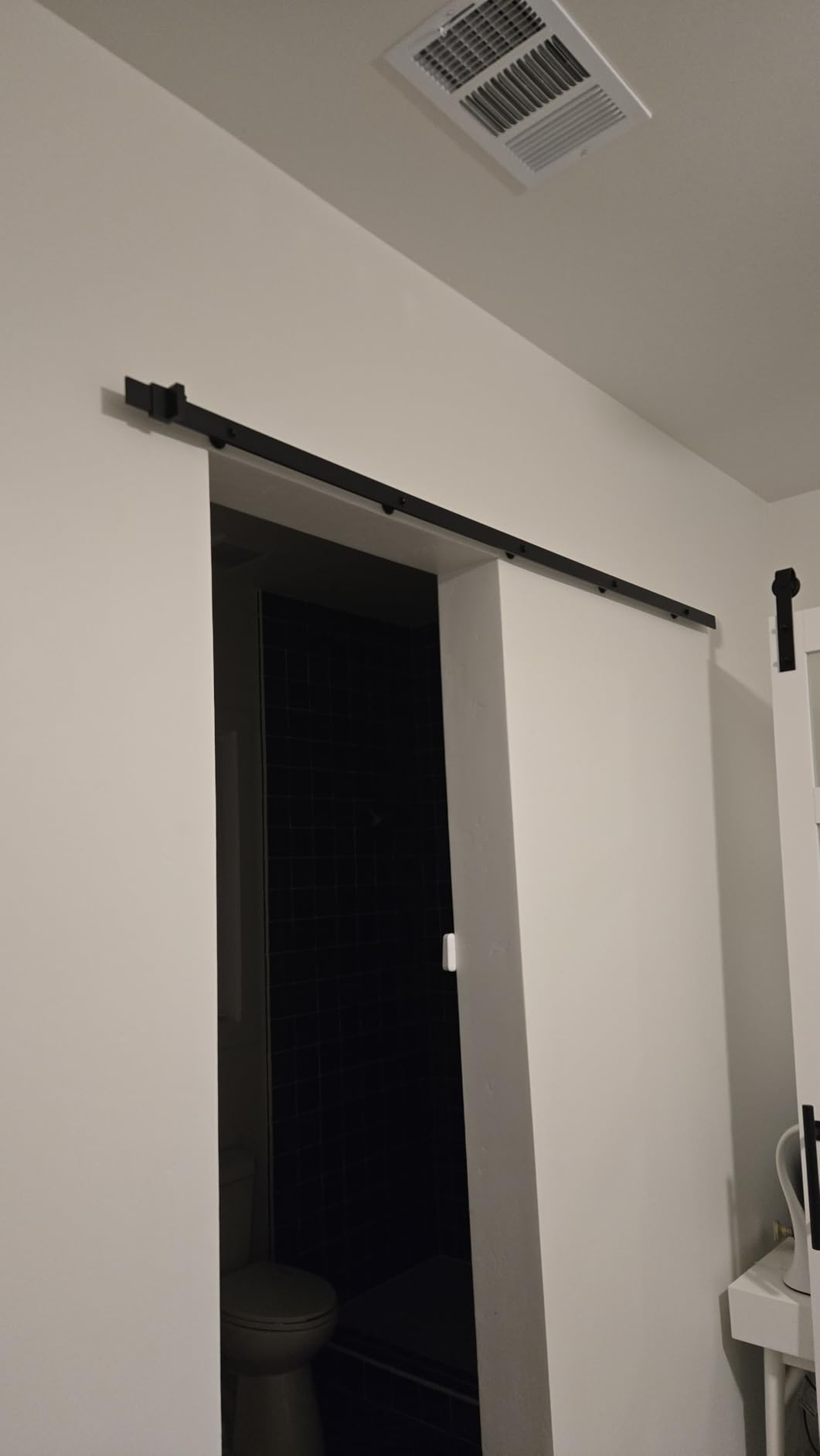 36x84 Inch Glass Sliding Barn Door Slab and 6.6ft Hardware Kit Included, 5 Frosted Glass, LVL Wood Panel Covered with White Water-Proof Scratch-Proof PVC Surface, Simple DIY Assembly customer photo 2