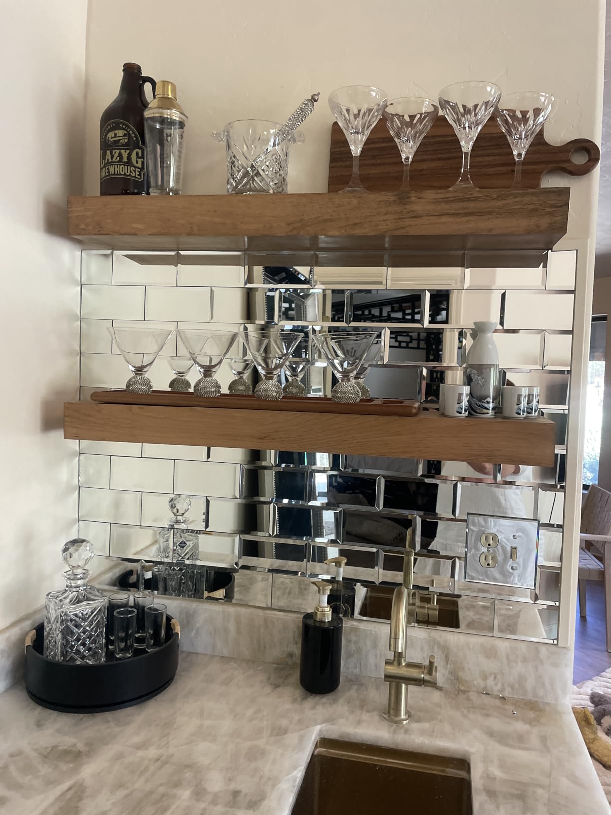 Peel and Stick Mirror Tiles, 3x6 Inch Beveled Mirror Subway Tile for Kitchen Backsplash Bathroom Wall 40 Pcs customer photo 1