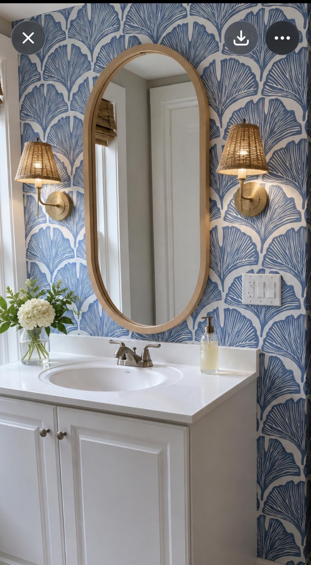 x Novogratz Waverly Blue Feather Palm Removable Peel and Stick Wallpaper, 20.5 in X 16.5 ft, Made in The USA customer photo 1