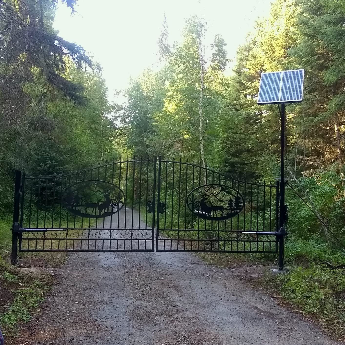 TOPENS AT12132S Solar Dual Swing Gate Opener Heavy Duty Automatic Gate Motor for Double Swing Gates Up to 18ft per Arm, Electric Driveway Gate Operator AC Powered with Solar Panel Remote Control Kit customer photo 1