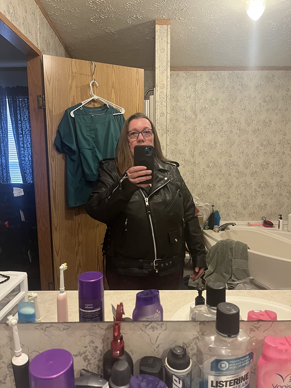 GARGOYLE BELLS Womens Motorcycle Jacket Classic Cowhide Leather Jacket with Lace Sided Leather Biker Coat for Women customer photo 1