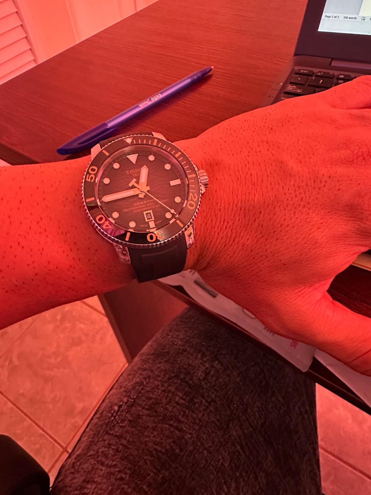 Tissot Mens Tissot Seastar 2000 Professional Powermatic 80 316L Stainless Steel case Automatic Watch, Black, Rubber, 22 (T1206071744101) customer photo 2