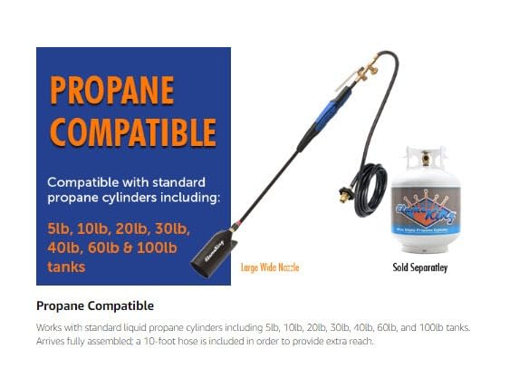 Flame King Propane Torch Kit Heavy Duty Weed Burner, 500,000 BTU, Self-Igniting with 10-FT Hose Regulator Assembly, 39 inches Long customer photo 1