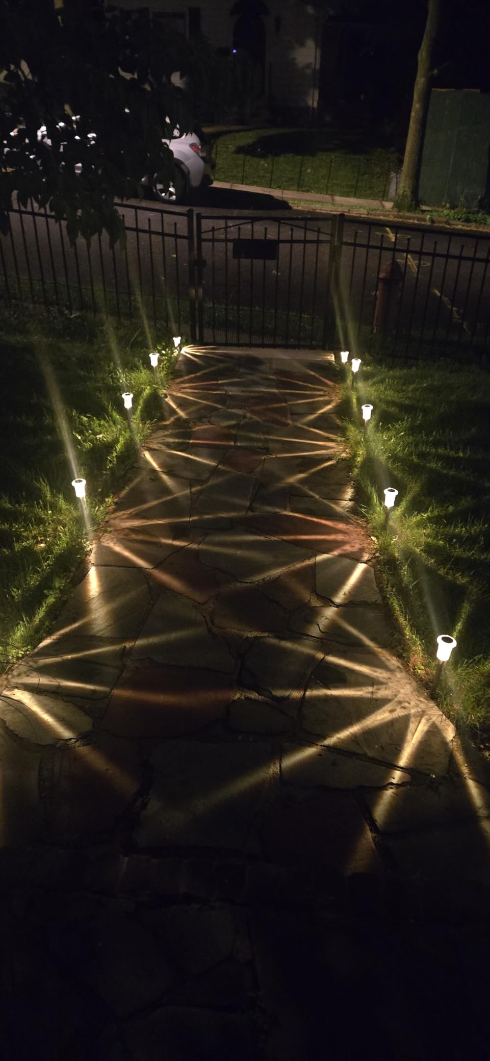 DenicMic Solar Lights Outdoor 10 Pack Waterproof 6000K Cold White LED Stainless Steel Stake Outside Lights for Yard Pathway Garden Driveway Walkway Landscape Path Lighting customer photo 2