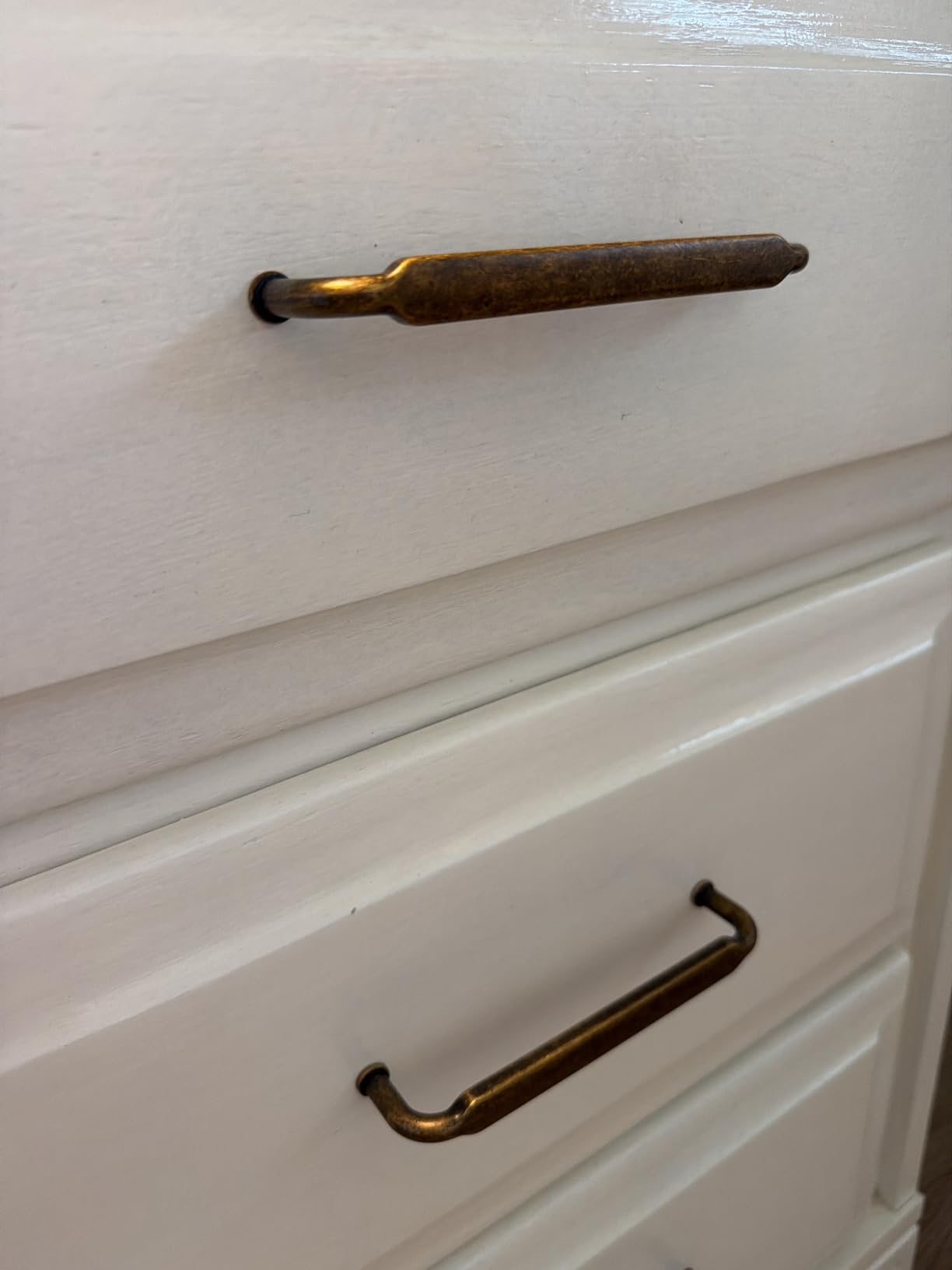 Goo-Ki 5 Inch Hole Center Antique Brass Zinc Alloy Cabinet Pulls Kitchen Cabinets Hardware, 6 Pack Vintage Brass Solid Cabinet Handles Drawer Pulls customer photo 1