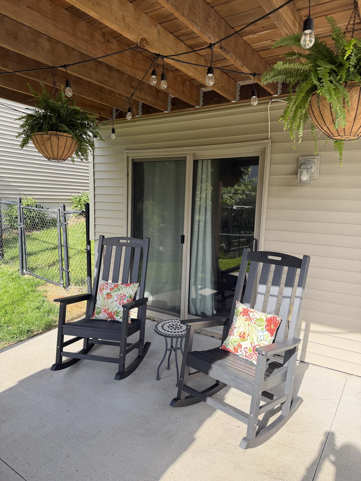 Psilvam Oversized Outdoor Rocking Chair Set of 2, Porch Rocker with 21