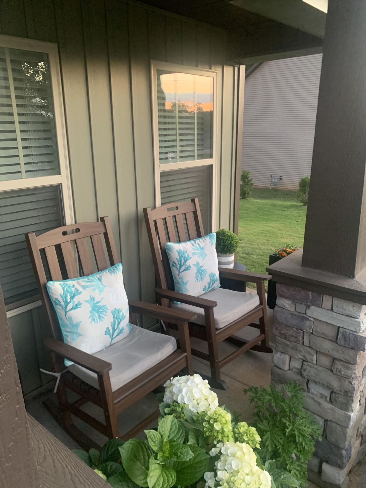 Psilvam Oversized Outdoor Rocking Chair Set of 2, Porch Rocker with 21