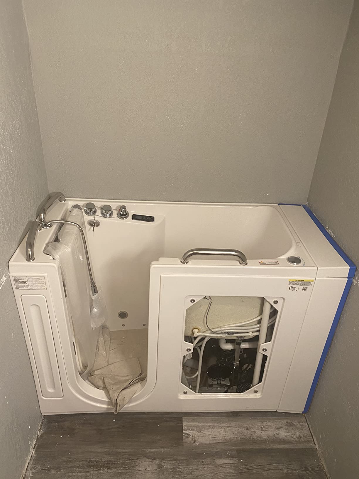 Walk In Tub, 27 X 53 In, Left Drain, Air & Whirlpool Jets, 110v | Spa features: Aromatherapy, chromatherapy, ADA slip-resistant seat, handheld shower, bath pillow included, LED light customer photo 1