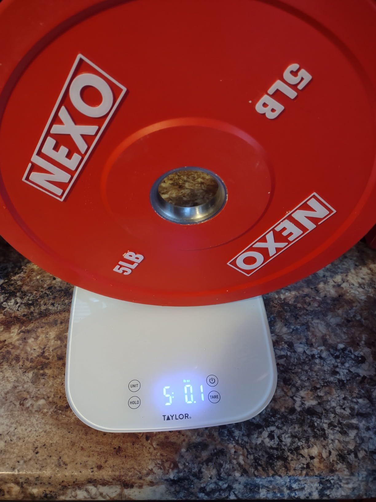NEXO 5LB Red Rubber Bumper Plate Pair - Premium Matte Finish 2x 5LB Cross Training Weight Plates customer photo 2