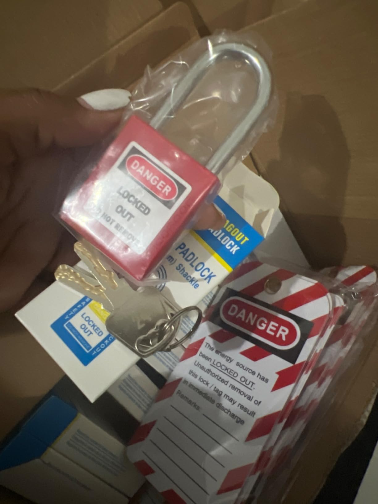 Lockout Tagout Locks, Safety Padlock, Loto Locks Keyed Differently Lock Out Tag Out 30 pcs Safety Padlocks Plastic with 30 Lockout TagOut Tags Red customer photo 1