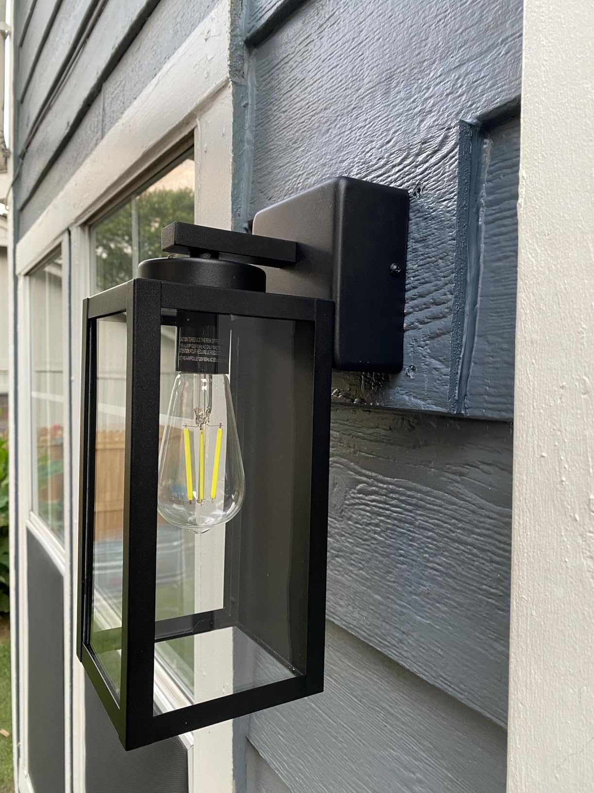 BesLowe Outdoor Wall Mount Light Fixture, Exterior Wall Lantern Waterproof, Black Outside Porch Sconce Lighting with Matte Black Finish & Glass Shade for House Garage Doorway Patio, E26 Socket customer photo 2