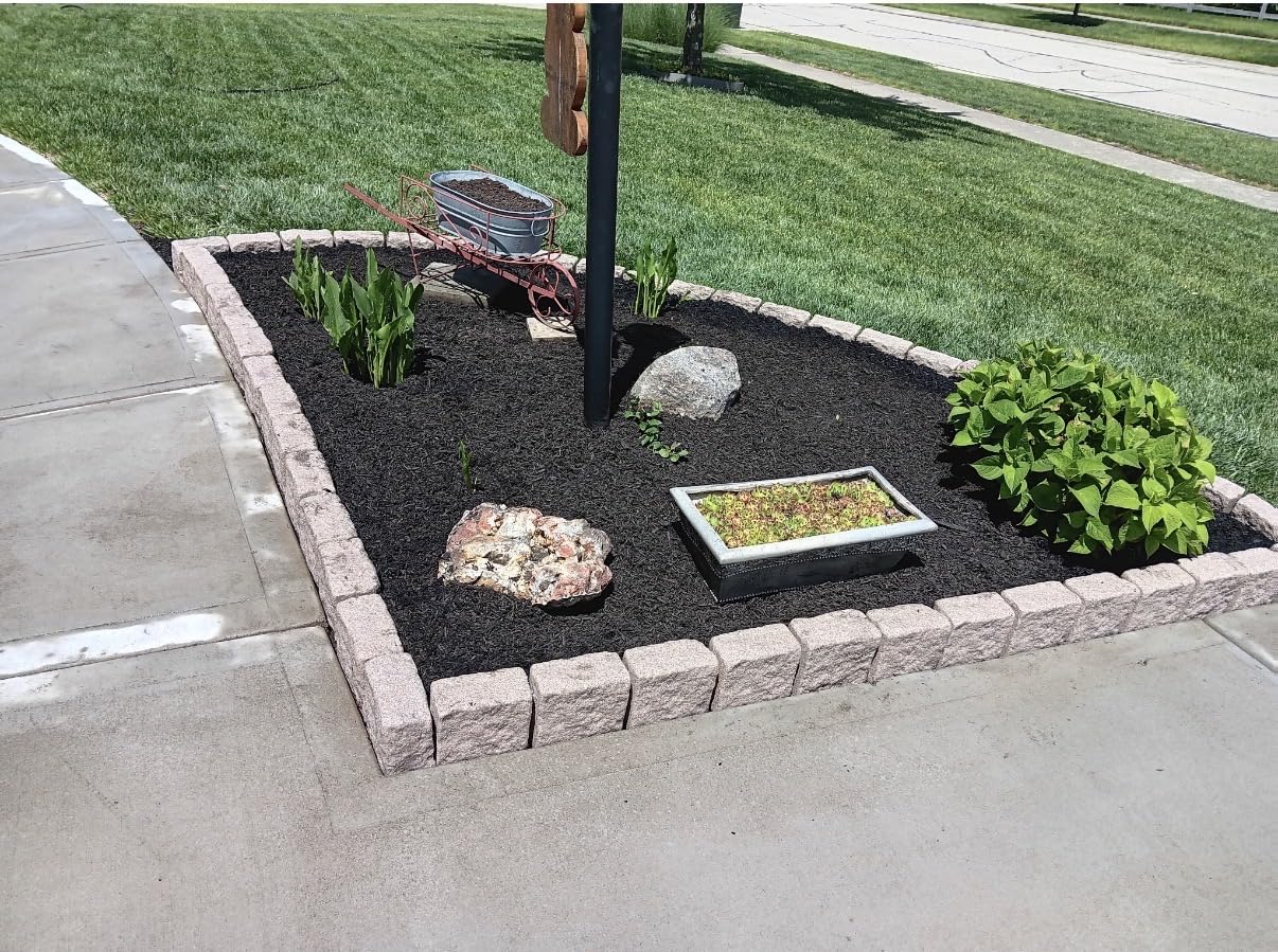 Landscape Edging | Garden Edging Border | Polyrock Blocks for Lawn Edging, Flower Beds & Yard Edging - 1 Pack | Each Section Has 6 Blocks 48