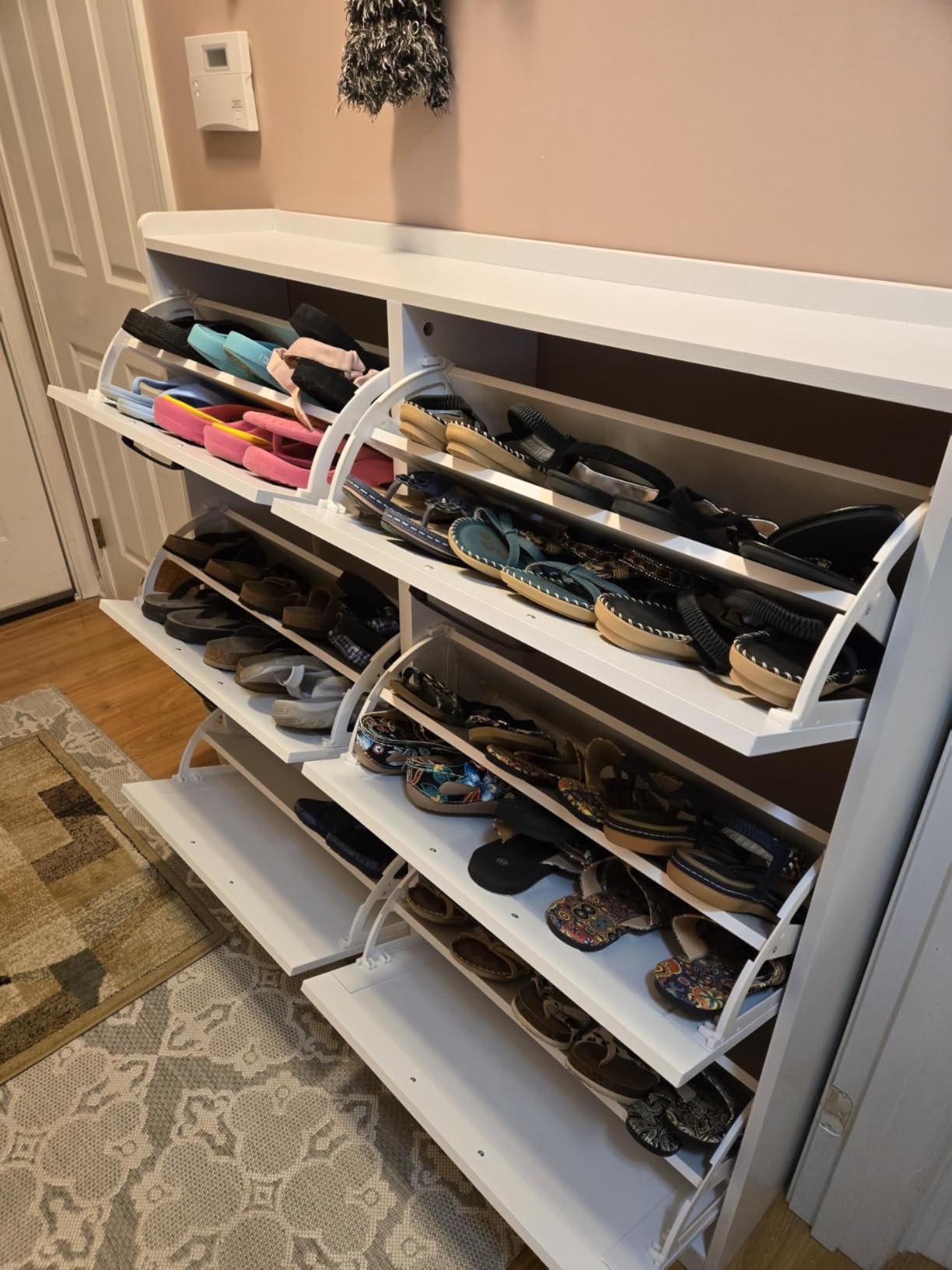 Maupvit Shoe Storage Cabinet with 2 Flip Drawers, Freestanding Shoe Organizer with Metal Legs for Entryway, Narrow Shoe Rack Cabinet (Rustic Brown) customer photo 1